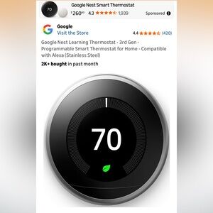 NIB Google Nest Thermostat 3rd generation in Stainless Steel